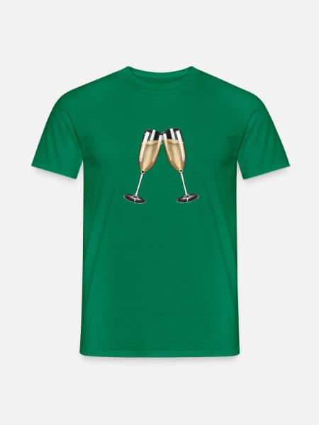 Sektgläser Anstoßen - Prost mit Prickelndem - Männer T-Shirt - Kelly Green