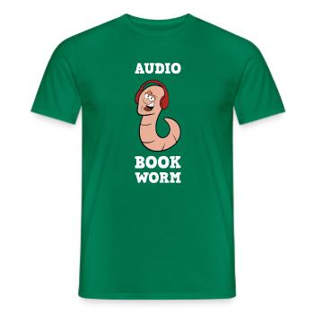 Audiobook Worm Hörbuch Bücherwurm mit Kopfhörern - Männer T-Shirt - Kelly Green - Vorne - AI Model Male 178 dark (178cm)