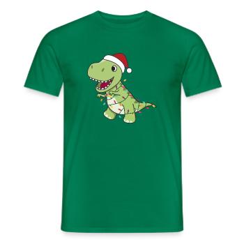 Dinosaurier Weihnachten Schnee Winter T-Rex Dino - Männer T-Shirt - Kelly Green - Vorne - AI Model Male 178 dark (178cm)