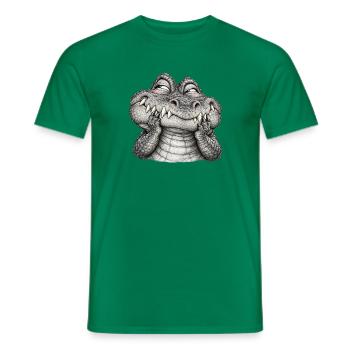 Schüchternes Krokodil mit einem schelmischen Lächeln – Zeichnung - Männer T-Shirt - Kelly Green - Vorne - AI Model Male 178 dark (178cm)