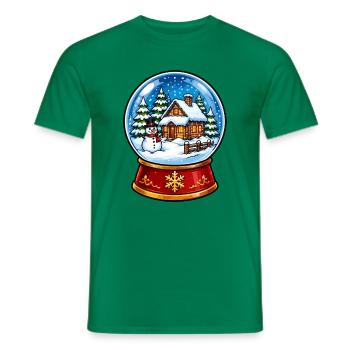 Winterwald Schneekugel Motive - Männer T-Shirt - Kelly Green - Vorne - AI Model Male 178 dark (178cm)