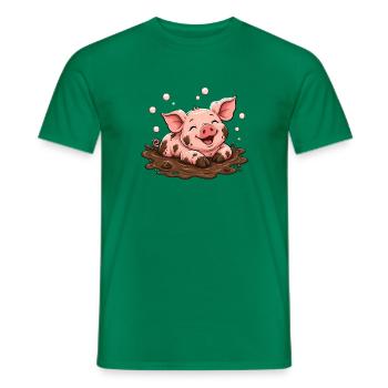 Glückliches Schweinchen Matschpfütze Doodle Shirt - Männer T-Shirt - Kelly Green - Vorne - AI Model Male 178 dark (178cm)
