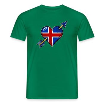Island Flagge Herz mit Pfeil - Männer T-Shirt - Kelly Green - Vorne - AI Model Male 178 dark (178cm)