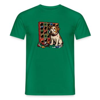 Hund Adventskalender Schokolade Comic T-Shirt - Männer T-Shirt - Kelly Green - Vorne - AI Model Male 178 dark (178cm)