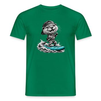 Standup-Otter Surfing - Männer T-Shirt - Kelly Green - Vorne - AI Model Male 178 dark (178cm)