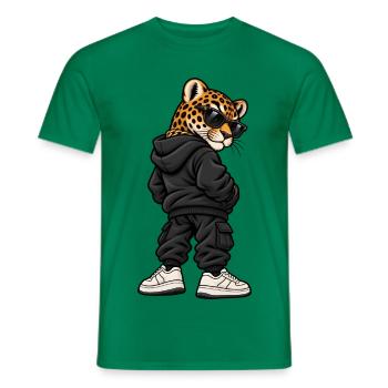 Leopard im Streetstyle – Urbaner Wildkatzenlook - Männer T-Shirt - Kelly Green - Vorne - AI Model Male 178 dark (178cm)