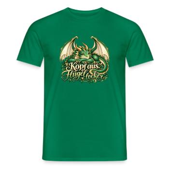 Kopf aus. Flügel locker. – Drache mit Spruch - Männer T-Shirt - Kelly Green - Vorne - AI Model Male 178 dark (178cm)