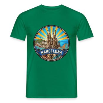 Barcelona Spanien Reiseabzeichen Sagrada Familia Geschenk - Männer T-Shirt - Kelly Green - Vorne - AI Model Male 178 dark (178cm)