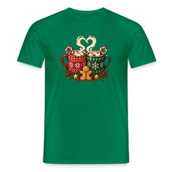 Weihnachts-Heißschokoladen-Tassen und Lebkuchen - Männer T-Shirt - Kelly Green - Vorne - AI Model Male 178 dark (178cm)