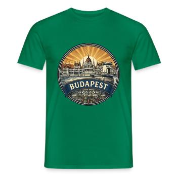 Budapester Reiseabzeichen Parlaments-Donau-Souvenir - Männer T-Shirt - Kelly Green - Vorne - AI Model Male 178 dark (178cm)