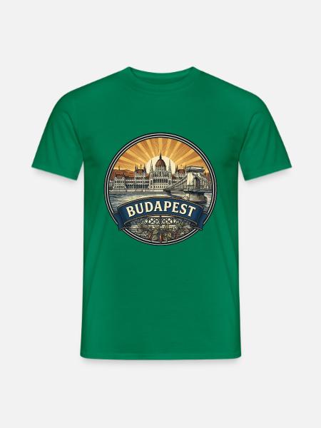 Budapester Reiseabzeichen Parlaments-Donau-Souvenir - Männer T-Shirt - Kelly Green