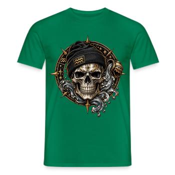 Wassermann Sternzeichen – Mystischer Zodiac Skull - Männer T-Shirt - Kelly Green - Vorne - AI Model Male 178 dark (178cm)