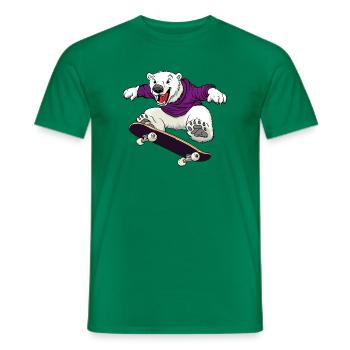 Skater Eisbär Skateboard - Männer T-Shirt - Kelly Green - Vorne - AI Model Male 178 dark (178cm)