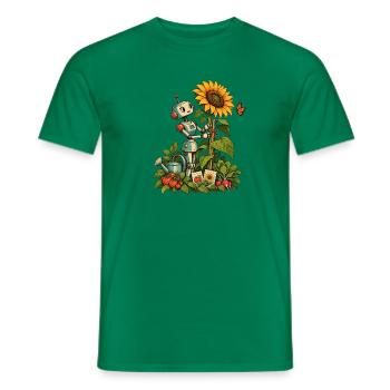 Gartenroboter mit Sonnenblume und Gemüse - Männer T-Shirt - Kelly Green - Vorne - AI Model Male 178 dark (178cm)