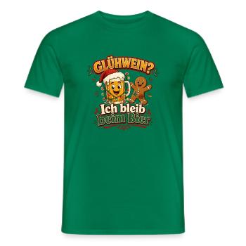 Glühwein? Ich bleib beim Bier! - Männer T-Shirt - Kelly Green - Vorne - AI Model Male 178 dark (178cm)