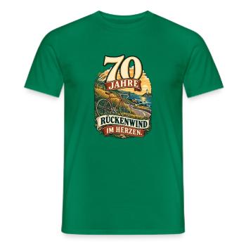 70 Jahre Rückenwind im Herzen - Männer T-Shirt - Kelly Green - Vorne - AI Model Male 178 dark (178cm)