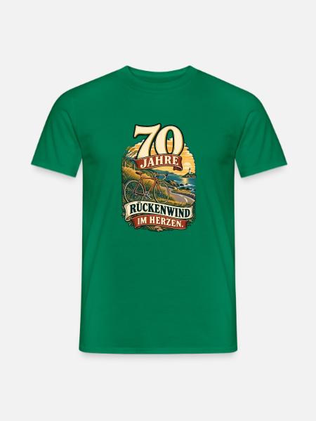 70 Jahre Rückenwind im Herzen - Männer T-Shirt - Kelly Green