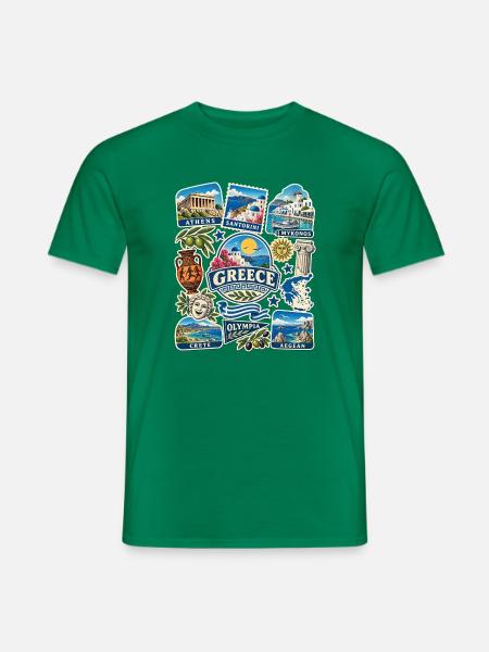 Griechenland Reisesticker - Männer T-Shirt - Kelly Green
