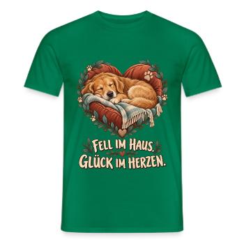 Fell im Haus. Glück im Herzen. - Männer T-Shirt - Kelly Green - Vorne - AI Model Male 178 dark (178cm)