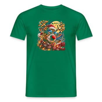 Cooles Rentier mit Sonnenbrille Weihnachten - Männer T-Shirt - Kelly Green - Vorne - AI Model Male 178 dark (178cm)