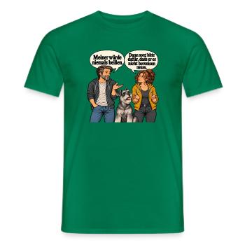 Salz-und-Pfeffer-Schnauzer_im_Gesprach - Männer T-Shirt - Kelly Green - Vorne - AI Model Male 178 dark (178cm)