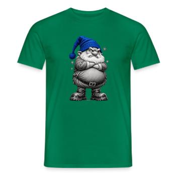 Grimmiger Weihnachtsgnom in Blauer Mütze - Männer T-Shirt - Kelly Green - Vorne - AI Model Male 178 dark (178cm)