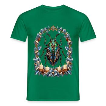 Prunkkäfer im eisblauen Adventsfenster - Männer T-Shirt - Kelly Green - Vorne - AI Model Male 178 dark (178cm)