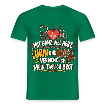 Pflegehumor – Mit Herz, Urin und Kot - Männer T-Shirt - Kelly Green - Vorne - AI Model Male 178 dark (178cm)