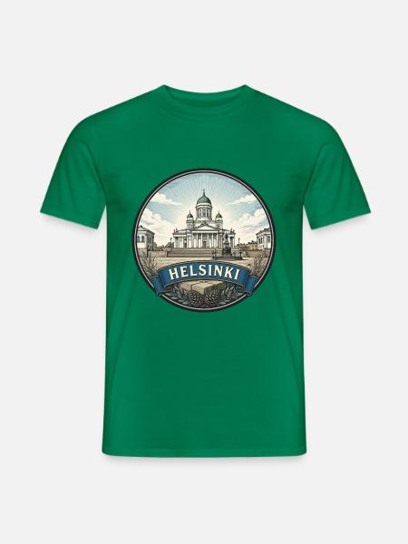 Helsinki Finnland Reiseabzeichen Kathedralen-Souvenir - Männer T-Shirt - Kelly Green
