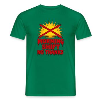 Morning Shift No Thanks Typografie Pflege RN - Männer T-Shirt - Kelly Green - Vorne - AI Model Male 178 dark (178cm)