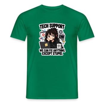 Tech Support: Fixing Everything Except Stupid - Männer T-Shirt - Kelly Green - Vorne - AI Model Male 178 dark (178cm)