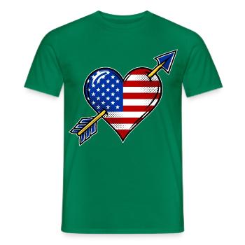 USA Flagge Herz mit Pfeil - Männer T-Shirt - Kelly Green - Vorne - AI Model Male 178 dark (178cm)