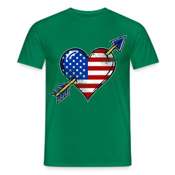 USA Flagge Herz mit Pfeil used look - Männer T-Shirt - Kelly Green - Vorne - AI Model Male 178 dark (178cm)