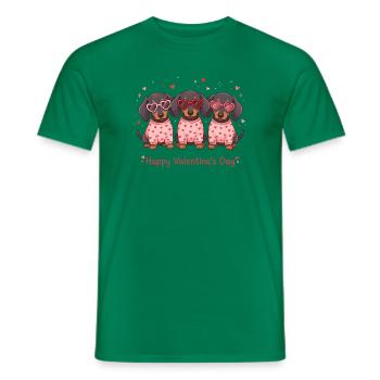 Süße Dackelwelpen – frohes Valentinstags-Tee - Männer T-Shirt - Kelly Green - Vorne - AI Model Male 178 dark (178cm)