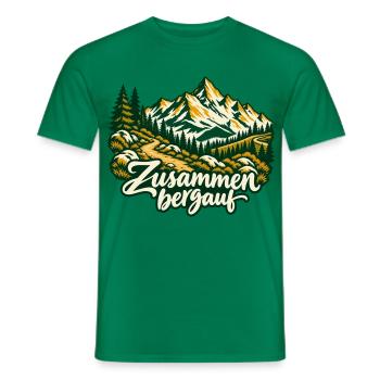 Zusammen bergauf Wanderpartner mit Bergpanorama - Männer T-Shirt - Kelly Green - Vorne - AI Model Male 178 dark (178cm)