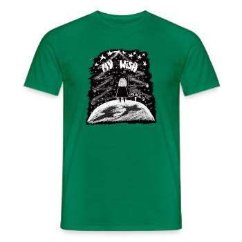 My Wish – Mädchen auf der Erde mit Weihnachtsbaum - Männer T-Shirt - Kelly Green - Vorne - AI Model Male 178 dark (178cm)