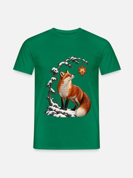 Winterfuchs unter der Sternlaterne - Männer T-Shirt - Kelly Green