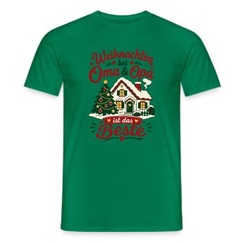 Weihnachten bei Oma und Opa Enkel Kinder - Männer T-Shirt - Kelly Green - Vorne - AI Model Male 178 dark (178cm)