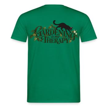 Gardening Is My Therapy Cat - Männer T-Shirt - Kelly Green - Hinten - AI Model Male 178 dark (178cm)