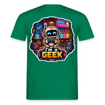 ICH BIN EIN NERD – Neon Space Robot Bar - Männer T-Shirt - Kelly Green - Hinten - AI Model Male 178 dark (178cm)