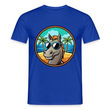 Cheval Drôle Dessin Animé Plage D’été Lunettes De Soleil Cool - T-shirt homme - bleu foncé - Devant - AI Model Male 178 light (178cm)