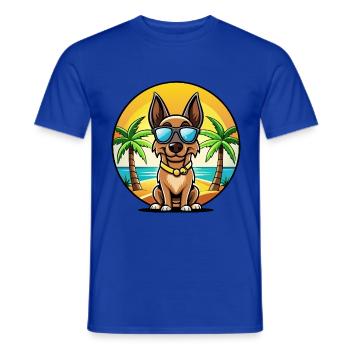 Belgian Malinois Dog Breed Cartoon Sunglass Beach - Men's T-Shirt - majorelle blue - Front - AI Model Male 178 light (178cm)