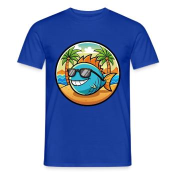 Fisch Lustige Cartoon Sommer Strand Sonnenbrille Aufkleber - Männer T-Shirt - Dunkelblau - Vorne - AI Model Male 178 light (178cm)