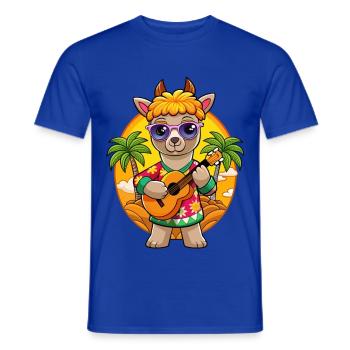 Funny Alpaca Cartoon Summer Beach Sunglasses - Men's T-Shirt - majorelle blue - Front - AI Model Male 178 light (178cm)