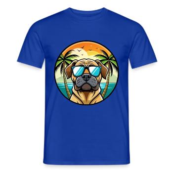 Englische Dogge Hund Rasse Cartoon Sonnenbrille Strand - Männer T-Shirt - Dunkelblau - Vorne - AI Model Male 178 light (178cm)