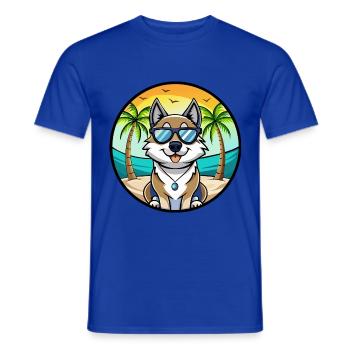 Schwedischer Elchhund Hunderasse Cartoon Sonnenbrille Strand - Männer T-Shirt - Dunkelblau - Vorne - AI Model Male 178 light (178cm)