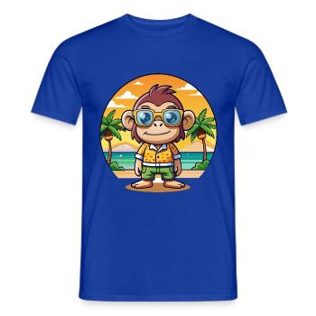Chimpanzé Lunettes de soleil de plage d’été de dessin animé drôle - T-shirt homme - bleu foncé - Devant - AI Model Male 178 light (178cm)