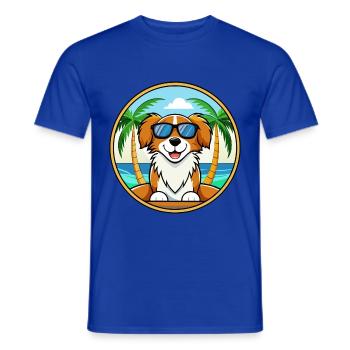 Nederlandse Kooikerhondje Hunderasse Cartoon Strand - Männer T-Shirt - Dunkelblau - Vorne - AI Model Male 178 light (178cm)