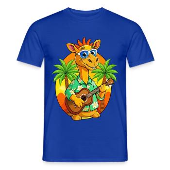 Drôle Camel Dessin animé Plage d’été Lunettes de soleil Guitare - T-shirt homme - bleu foncé - Devant - AI Model Male 178 light (178cm)