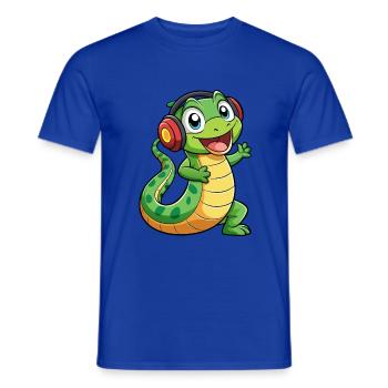 Schlange Lustige Zeichentrickfigur Kopfhörer Musik - Männer T-Shirt - Dunkelblau - Vorne - AI Model Male 178 light (178cm)
